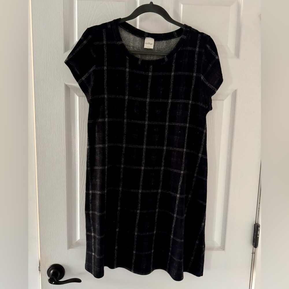 Kaileigh Black Checkered Mini Dress